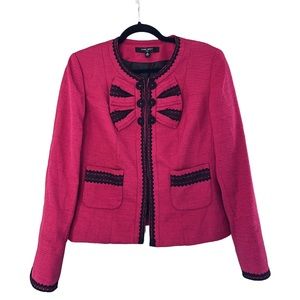 Nine West Pink & Black Lace Trim Blazer sz10